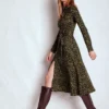 Marcia Jersey Shirt Dress Military Olive, Brushed Animal