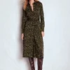 Marcia Jersey Shirt Dress Military Olive, Brushed Animal