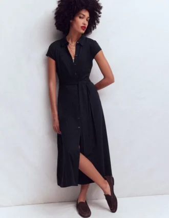 Marcia Jersey Shirt Dress Navy