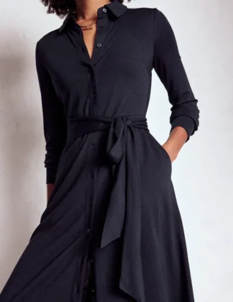 Marcia Jersey Shirt Dress Navy