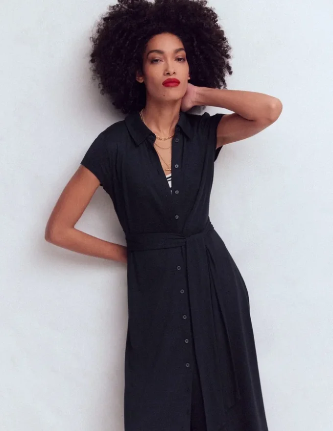 Marcia Jersey Shirt Dress Navy Marcia Jersey Shirt Dress Navy