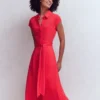 Marcia Jersey Shirt Dress Poppy Red