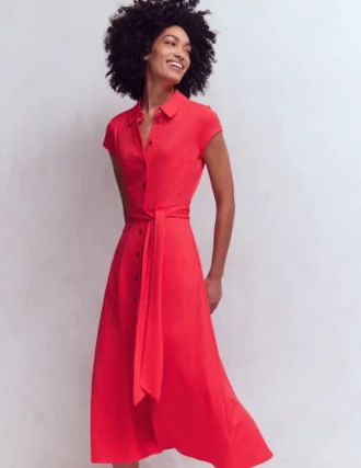 Marcia Jersey Shirt Dress Poppy Red