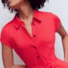 Marcia Jersey Shirt Dress Poppy Red