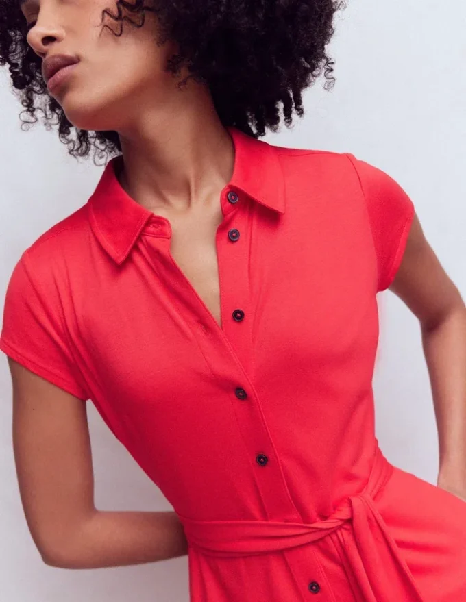 Marcia Jersey Shirt Dress Poppy Red