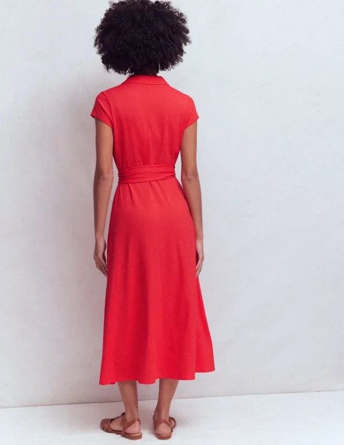 Marcia Jersey Shirt Dress Poppy Red
