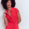 Marcia Jersey Shirt Dress Poppy Red