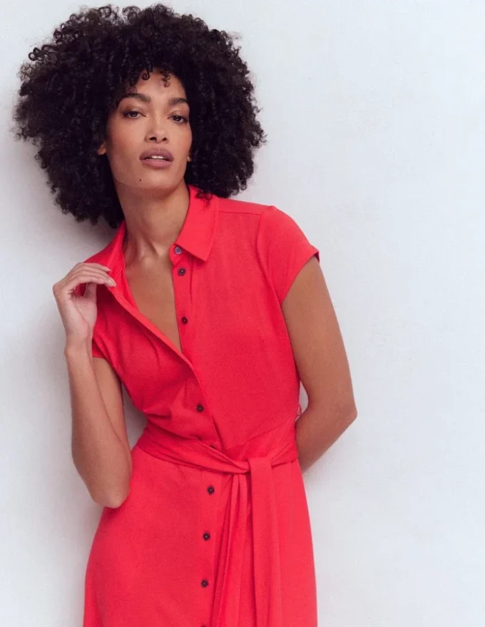 Marcia Jersey Shirt Dress Poppy Red