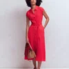 Marcia Jersey Shirt Dress Poppy Red
