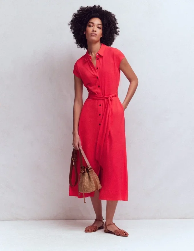 Marcia Jersey Shirt Dress Poppy Red