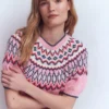 Margot Puff Sleeve T-Shirt Almond Pink Fair Isle
