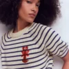 Margot Puff Sleeve T-Shirt Ivory/ Navy Lobster