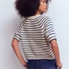 Margot Puff Sleeve T-Shirt Ivory/ Navy Lobster