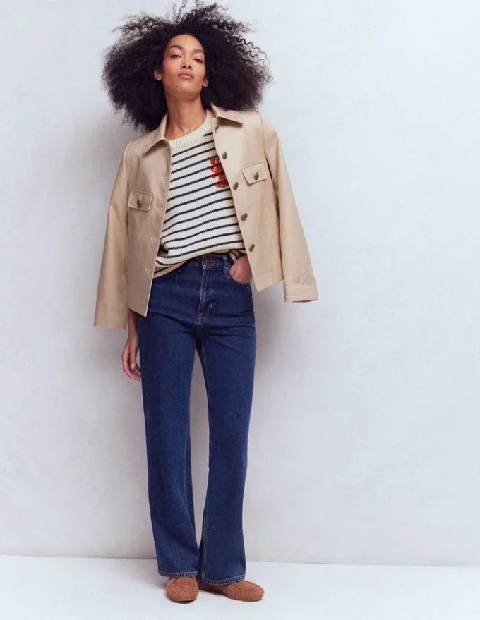 Margot Puff Sleeve T-Shirt Ivory/ Navy Lobster