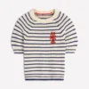 Margot Puff Sleeve T-Shirt Ivory/ Navy Lobster