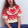 Margot Puff Sleeve T-Shirt Warm Ivory Hearts Margot Puff Sleeve T-Shirt Warm Ivory Hearts