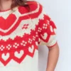 Margot Puff Sleeve T-Shirt Warm Ivory Hearts Margot Puff Sleeve T-Shirt Warm Ivory Hearts