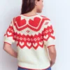 Margot Puff Sleeve T-Shirt Warm Ivory Hearts Margot Puff Sleeve T-Shirt Warm Ivory Hearts