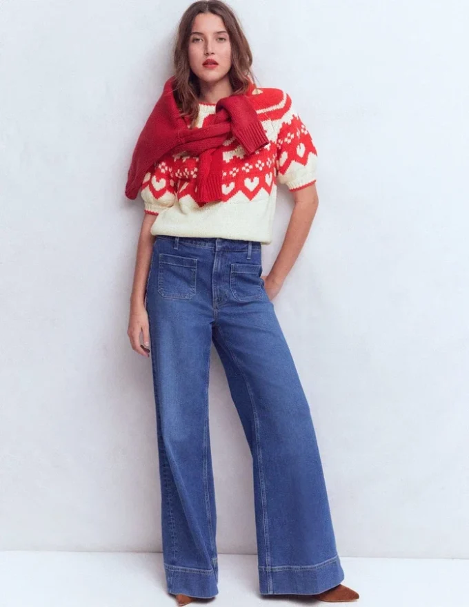 Margot Puff Sleeve T-Shirt Warm Ivory Hearts Margot Puff Sleeve T-Shirt Warm Ivory Hearts