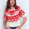 Margot Puff Sleeve T-Shirt Warm Ivory Hearts Margot Puff Sleeve T-Shirt Warm Ivory Hearts