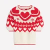 Margot Puff Sleeve T-Shirt Warm Ivory Hearts Margot Puff Sleeve T-Shirt Warm Ivory Hearts