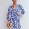 Marla Linen Blend Short Dress Blue Tigers Paradise Marla Linen Blend Short Dress Blue Tigers Paradise
