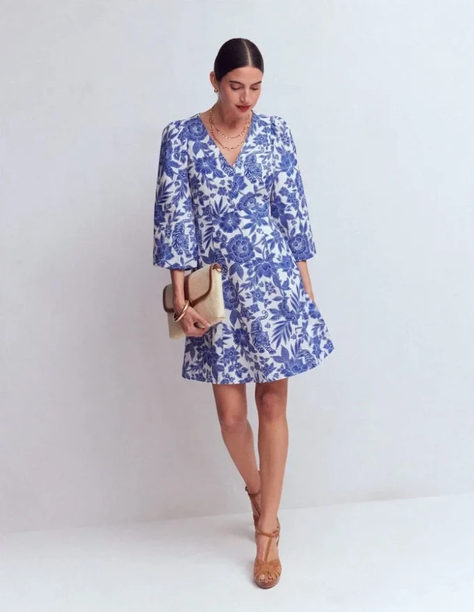 Marla Linen Blend Short Dress Blue Tigers Paradise Marla Linen Blend Short Dress Blue Tigers Paradise