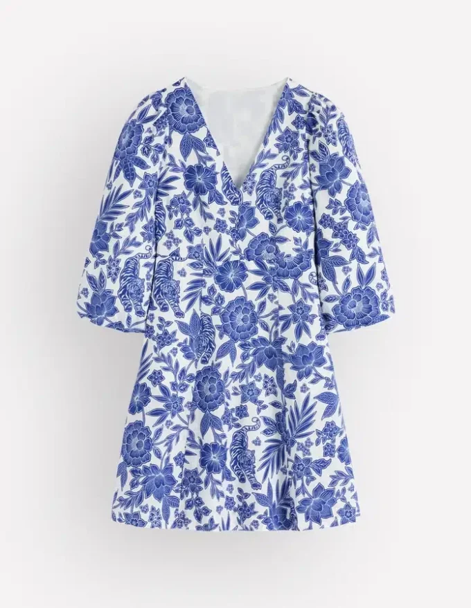 Marla Linen Blend Short Dress Blue Tigers Paradise Marla Linen Blend Short Dress Blue Tigers Paradise