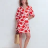 Marla Linen Blend Short Dress Red Elegant Blossom Marla Linen Blend Short Dress Red Elegant Blossom
