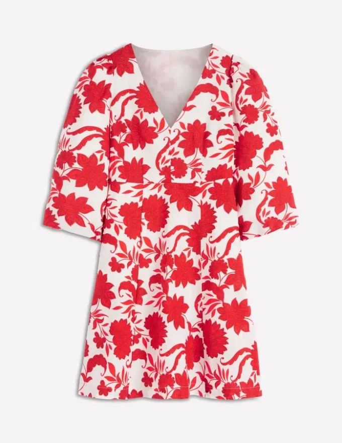 Marla Linen Blend Short Dress Red Elegant Blossom Marla Linen Blend Short Dress Red Elegant Blossom