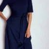 Mathilde Tie Waist Ponte Dress Navy Mathilde Tie Waist Ponte Dress Navy