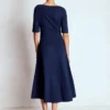 Mathilde Tie Waist Ponte Dress Navy Mathilde Tie Waist Ponte Dress Navy