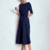 Mathilde Tie Waist Ponte Dress Navy Mathilde Tie Waist Ponte Dress Navy