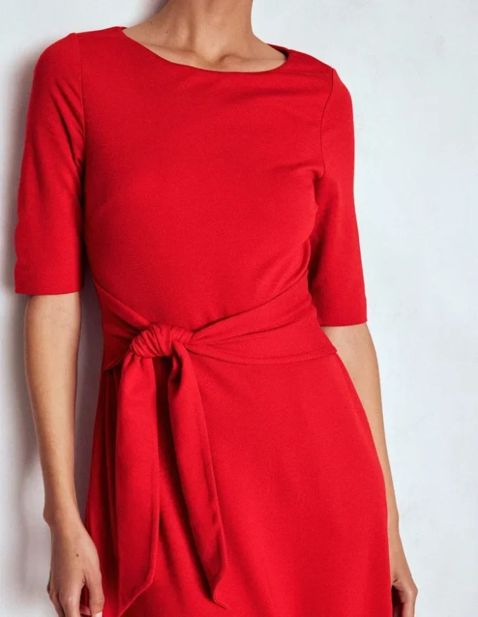 Mathilde Tie Waist Ponte Dress Spicy Red Mathilde Tie Waist Ponte Dress Spicy Red