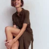 Mavis Midi Jersey Shirt Dress Bitter Chocolate Mavis Midi Jersey Shirt Dress Bitter Chocolate