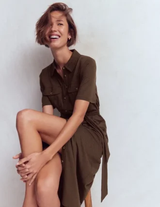 Mavis Midi Jersey Shirt Dress Bitter Chocolate