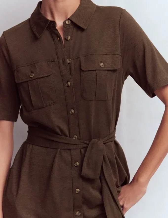 Mavis Midi Jersey Shirt Dress Bitter Chocolate Mavis Midi Jersey Shirt Dress Bitter Chocolate