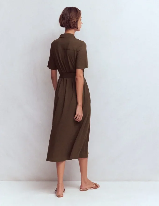Mavis Midi Jersey Shirt Dress Bitter Chocolate Mavis Midi Jersey Shirt Dress Bitter Chocolate