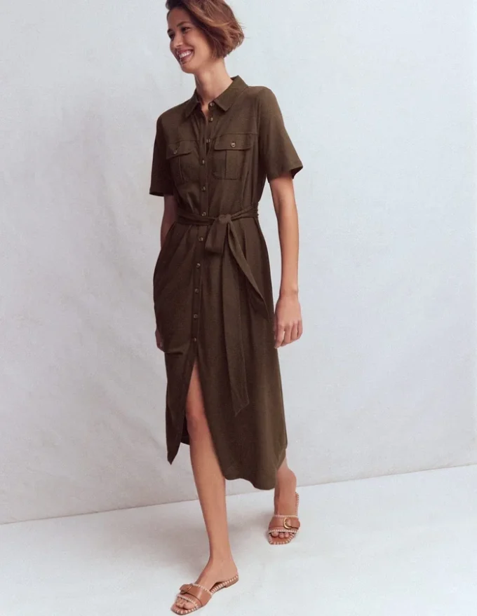 Mavis Midi Jersey Shirt Dress Bitter Chocolate Mavis Midi Jersey Shirt Dress Bitter Chocolate
