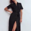 Mavis Midi Jersey Shirt Dress Black Mavis Midi Jersey Shirt Dress Black
