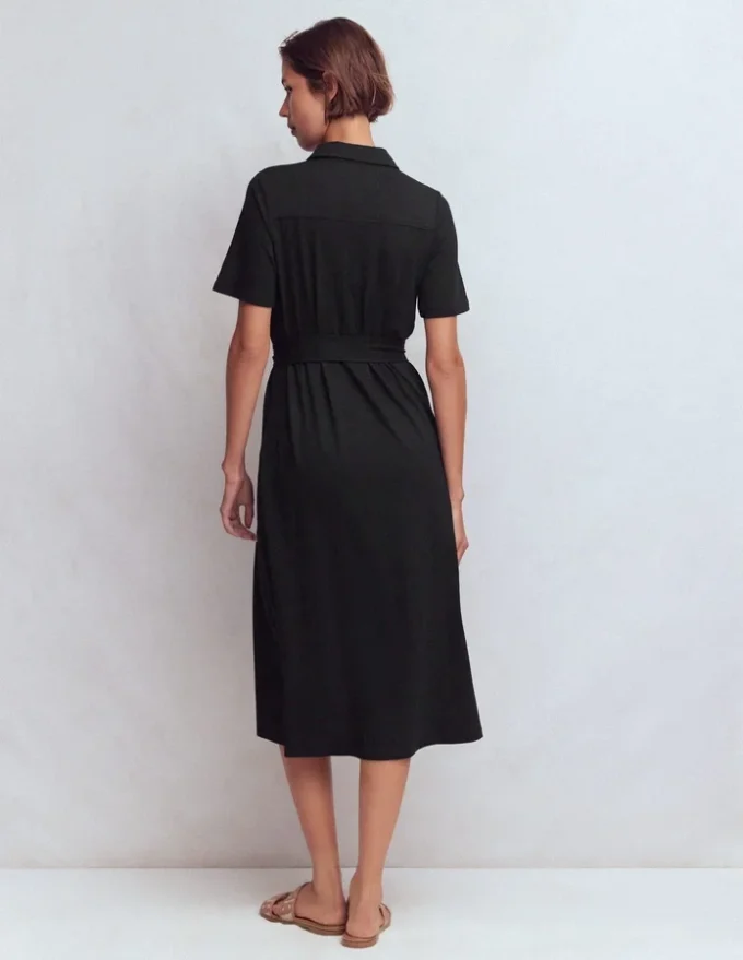 Mavis Midi Jersey Shirt Dress Black Mavis Midi Jersey Shirt Dress Black