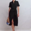 Mavis Midi Jersey Shirt Dress Black Mavis Midi Jersey Shirt Dress Black