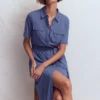 Mavis Midi Jersey Shirt Dress Denim Blue Mavis Midi Jersey Shirt Dress Denim Blue