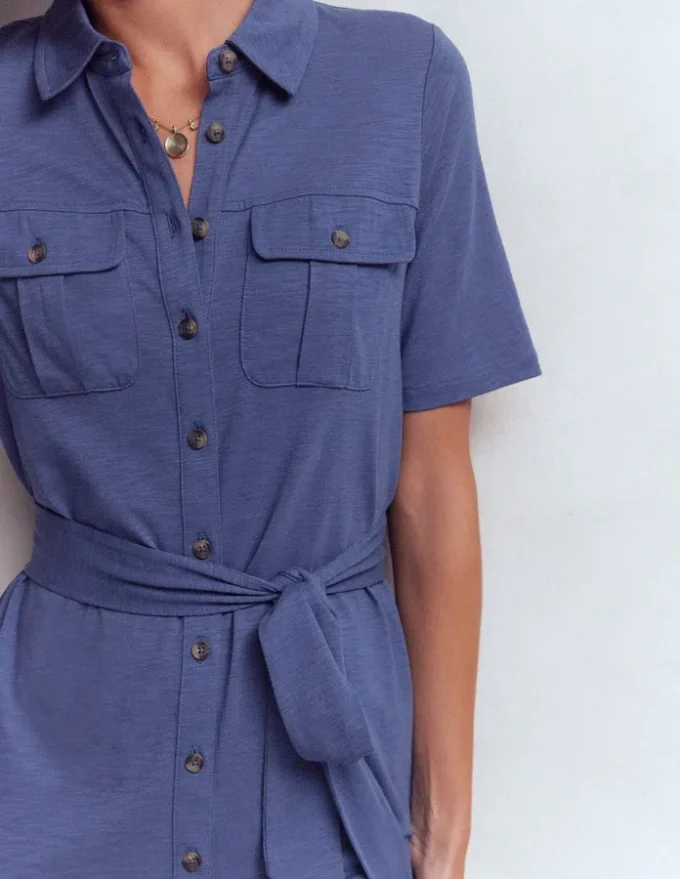 Mavis Midi Jersey Shirt Dress Denim Blue Mavis Midi Jersey Shirt Dress Denim Blue