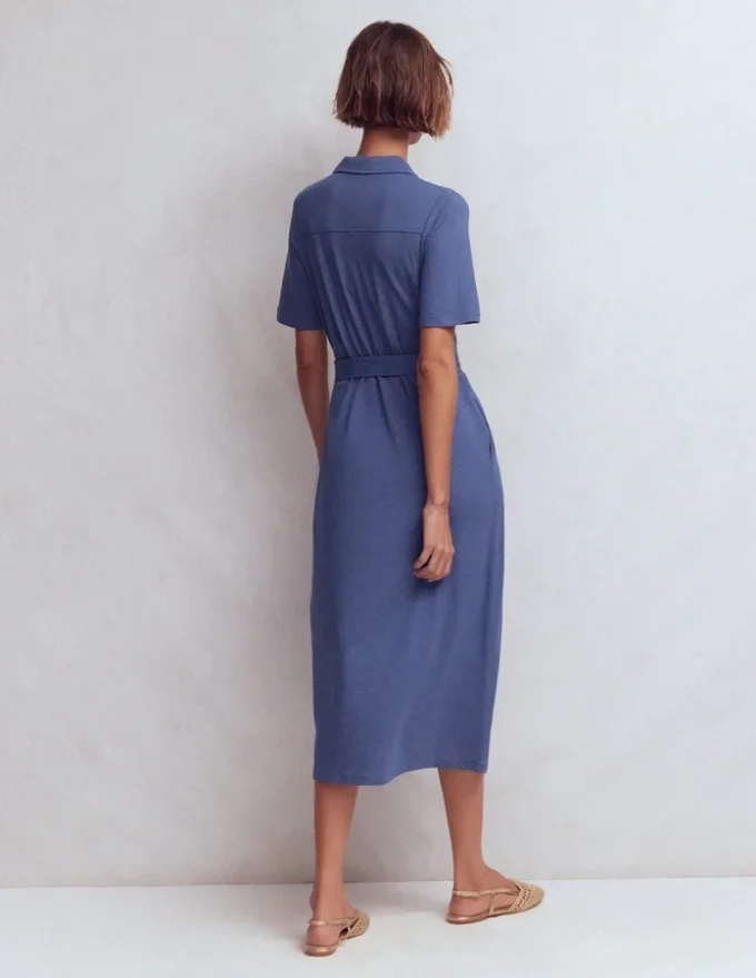 Mavis Midi Jersey Shirt Dress Denim Blue Mavis Midi Jersey Shirt Dress Denim Blue