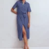 Mavis Midi Jersey Shirt Dress Denim Blue Mavis Midi Jersey Shirt Dress Denim Blue