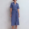 Mavis Midi Jersey Shirt Dress Denim Blue Mavis Midi Jersey Shirt Dress Denim Blue