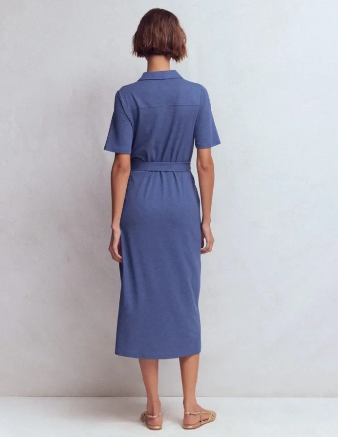 Mavis Midi Jersey Shirt Dress Denim Blue Mavis Midi Jersey Shirt Dress Denim Blue