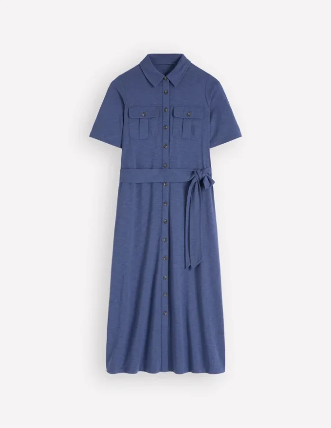 Mavis Midi Jersey Shirt Dress Denim Blue Mavis Midi Jersey Shirt Dress Denim Blue