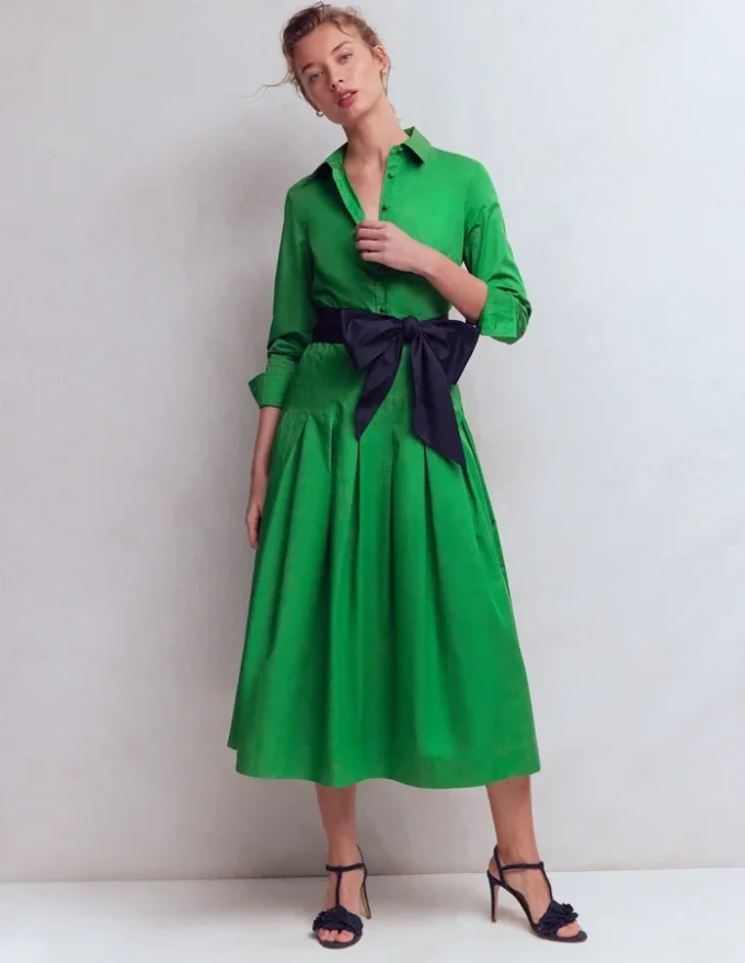 Maxi Pleated Bow Dress Green Navy Maxi Pleated Bow Dress Green Navy